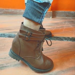 Faux Leather Tan Brown Boots